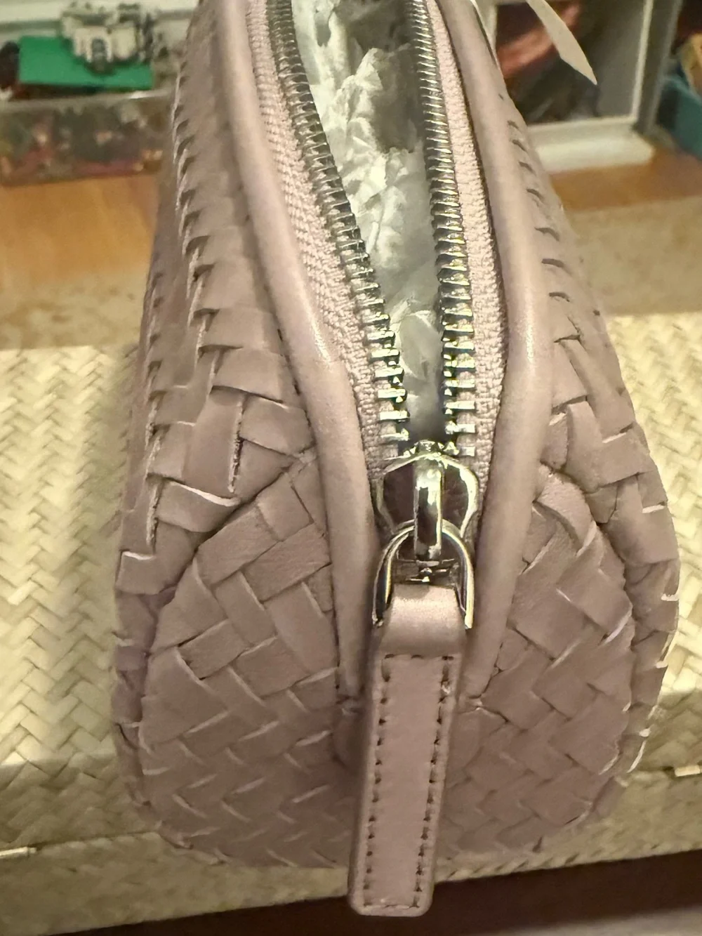 NWT Madewell Signature Woven Zip Pouch Marble Lilac